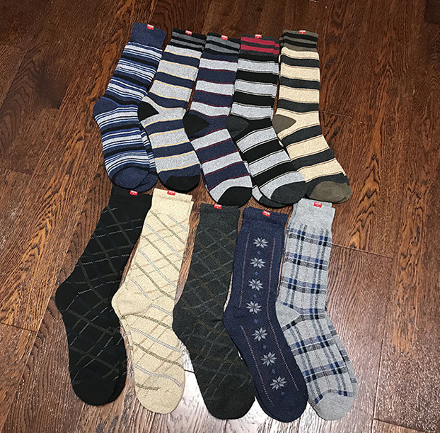 Foreign trade Original single tail stock edw*in autumn and winter thickened all-wow high-barrel striped plaid-coloured men's socks