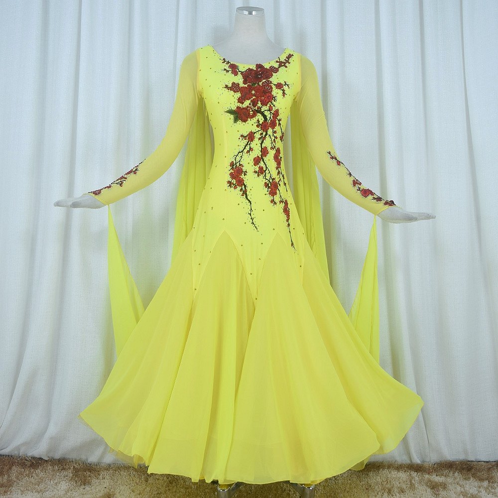 Red Phoenix New Yellow Morden Dance Competition Dress National Standard Waltz Tango Watch Out For Big Swing Custom 1023