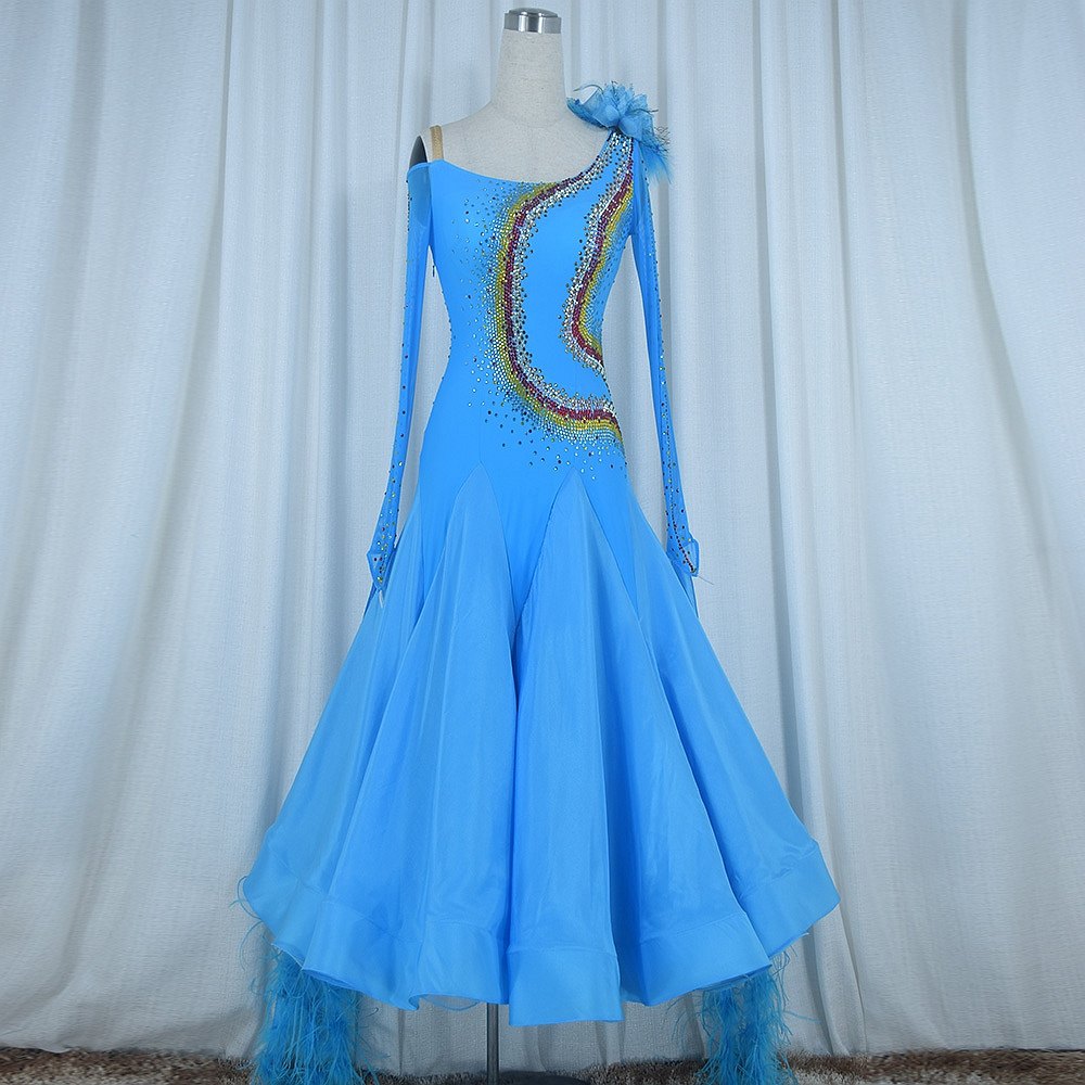 Red Phoenix Imported Pearl Silk Morden Dance To Serve National Standard Tango Waltz Dress Performance 1026