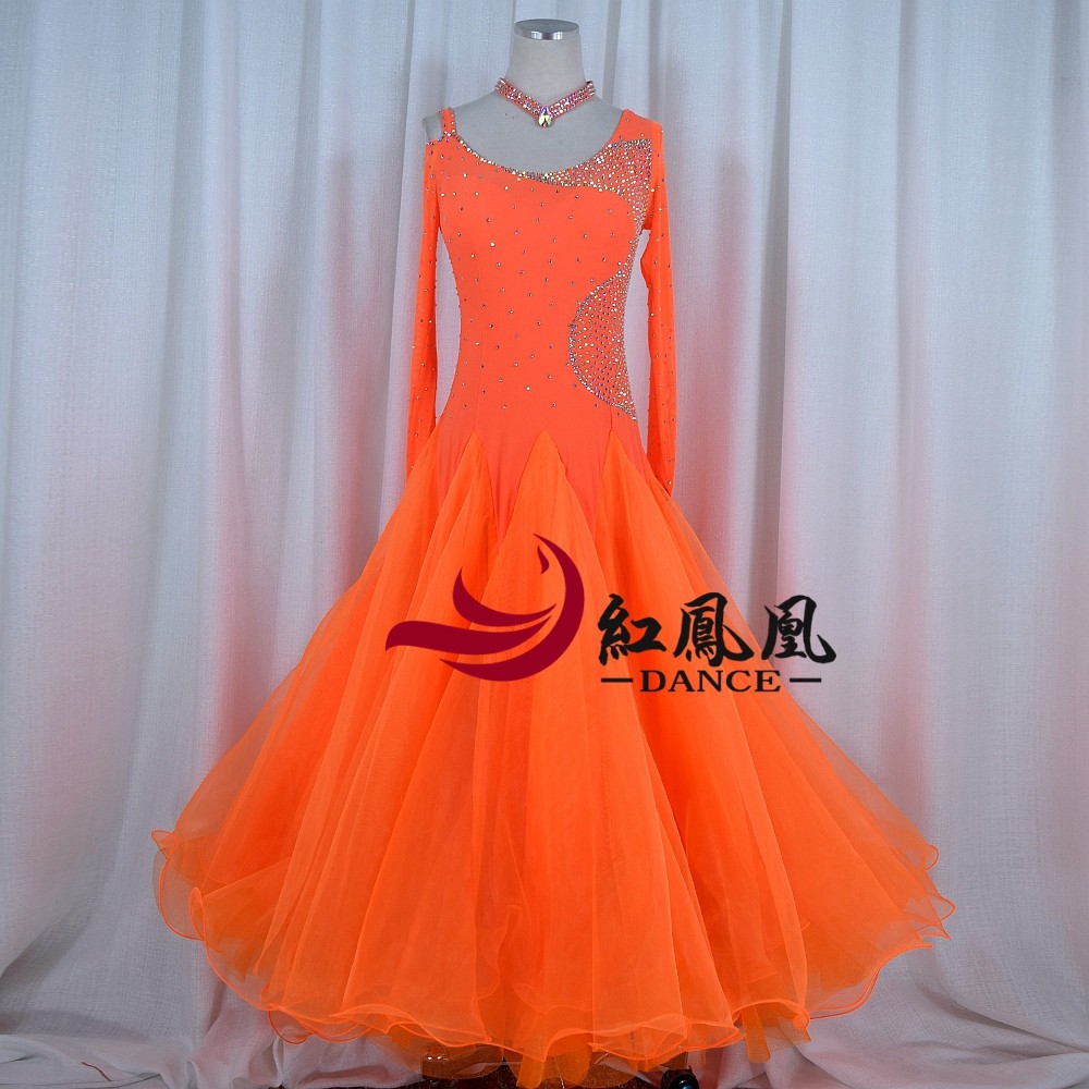 Red Phoenix Morden Dance Professional Competition Dress Rehearsal to Customize National Standard Social Dance Performance BR882