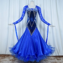 Red Phoenix High-end Treasure Blue Silk Suede Morden Dance Competition Dress Waltz Fox Walking Fast Pace Dance Performance 1005