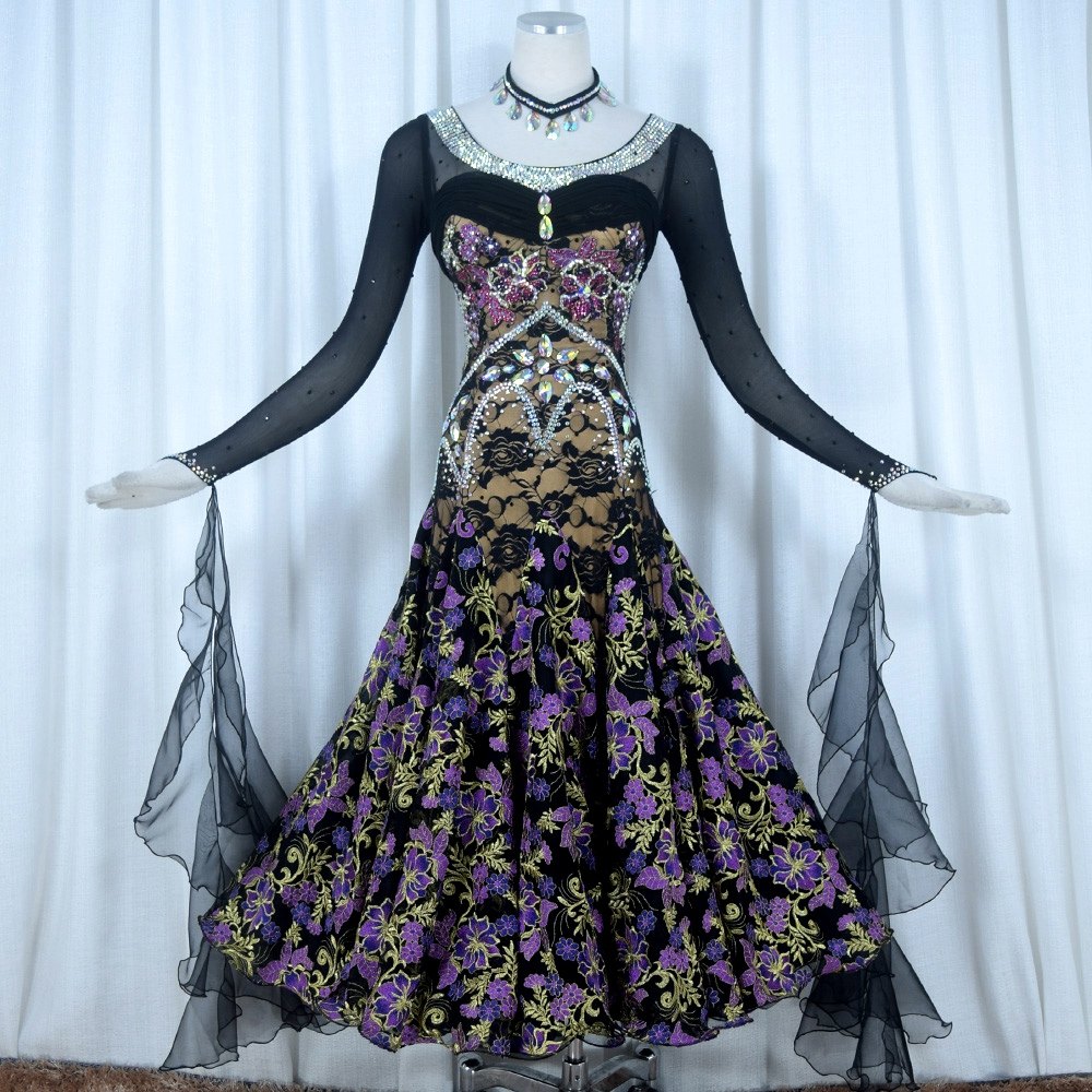 Red Phoenix High-end Luxurious Flowers Morden Dance Competition Dress National Standard Waltz Fox Step Quick Step Dance Suit Custom 1010