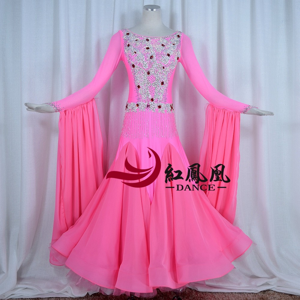 Red Phoenix New Morden Dance Professional Competition Dress Custom National Mark Social Dance Performance Suit Big Swing Dress BR875
