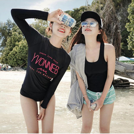 Korean two-piece wetsuit female snorkeling suit Jellyfish suit Shorts sunscreen long sleeve thin surf suit swimsuit