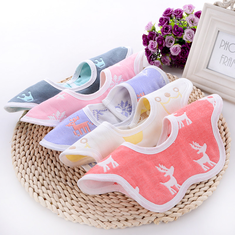 MMKIDS Magic Little Meow Cotton Gauze Baby Saliva Towel Flower Bib Rotatable Baby Bib Eating Pocket