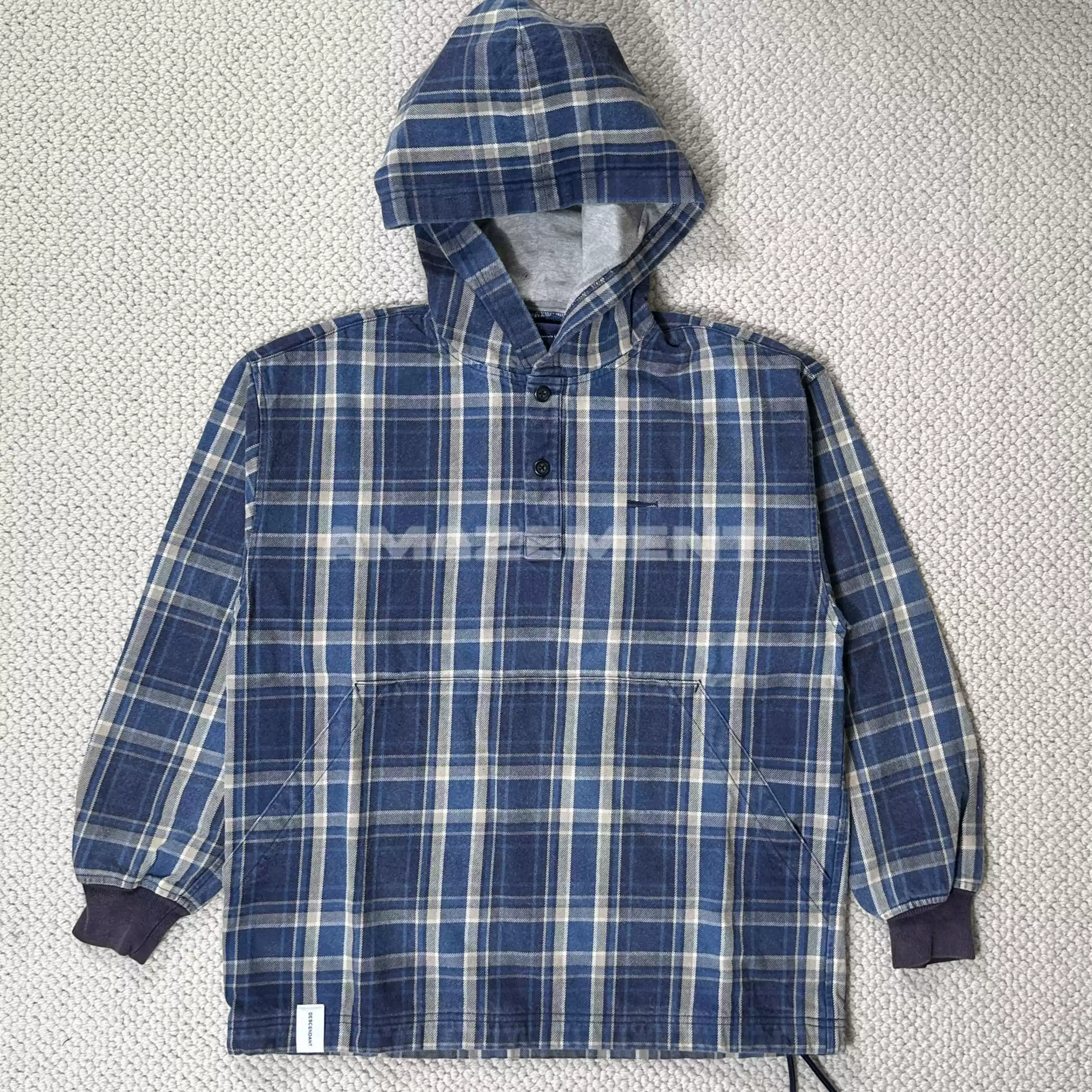 DESCENDANT MOLE HOODED LS SHIRT 青年格子连帽套头长袖衬衫20AW-淘宝 
