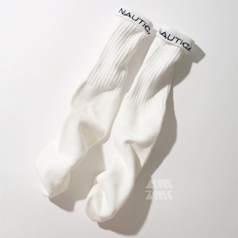 Nautica 3-Pack Socks, Limited Edition Embroidered Towel-Soled High-Top Socks Produced by Hasegawa, 21Ss