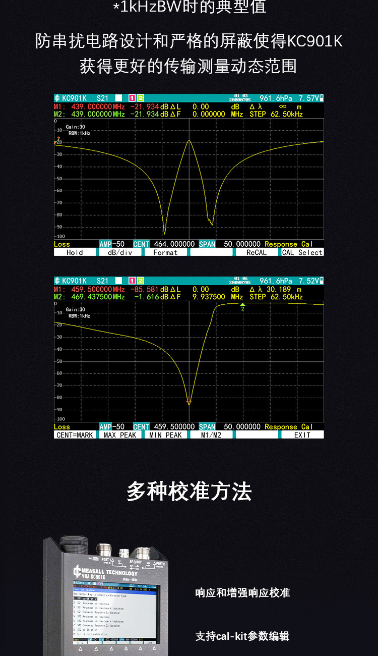 Анализаторы спектра kc901k双端口矢量网络分析仪天馈线频谱射频万用表swr驻波测试4g Masall