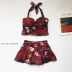 VV / 18ss Nước hoa nhỏ Hàn Quốc kỳ nghỉ sinh viên dễ thương tắm nước nóng mùa xuân phù hợp với nữ che bụng váy bảo thủ bikini 2 mảnh màu trắng Bộ đồ bơi hai mảnh