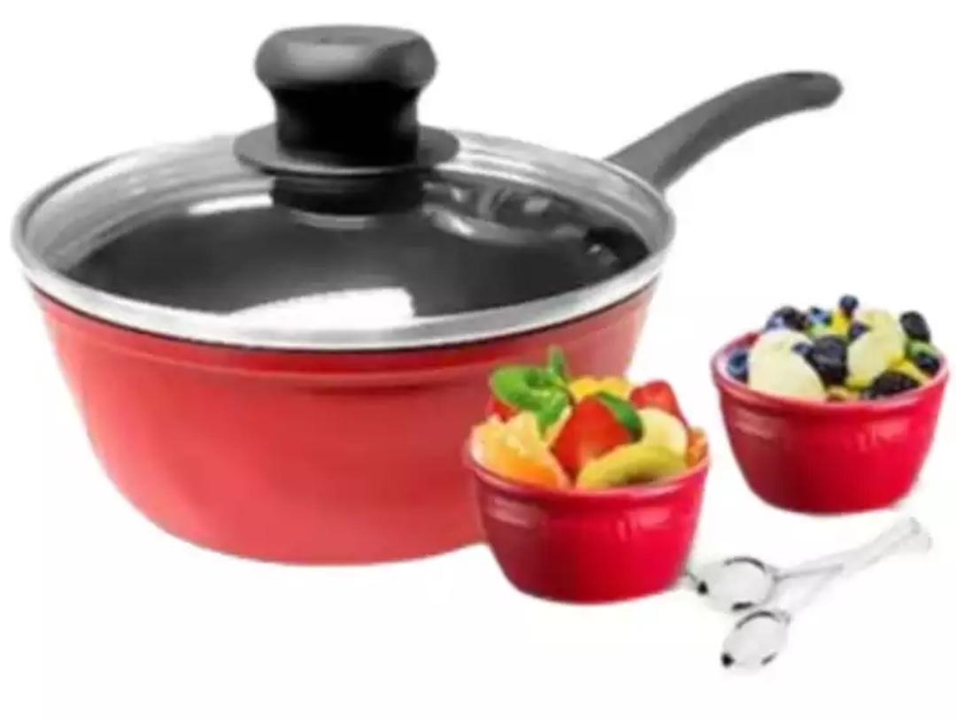 Double 20cm red stew pot non-stick non-staple food pot multi-purpose milk pot gift ceramic bowl gas induction cooker universal