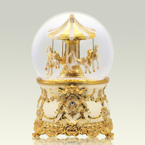 Carousel Music Box Rice Golden Amusement Horse Crystal Ball Music Box Creative Craft Gift Home Decoration
