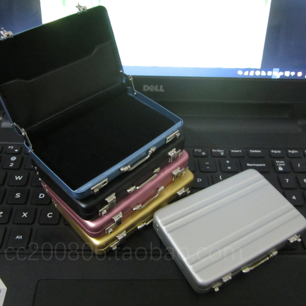 LOGO engraving high-grade password safe shape aluminum business card holder jewelry box mini suitcase business card