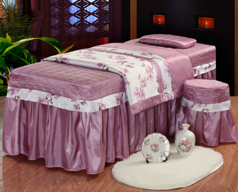 Màu rắn cao cấp Châu Âu beauty salon SPA dầu gội massage vẻ đẹp trải giường bốn bộ tùy chỉnh ga trải giường gội đầu
