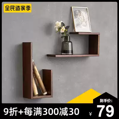 Solid wood wall shelf clapboard shelf living room decoration creative wall shelf