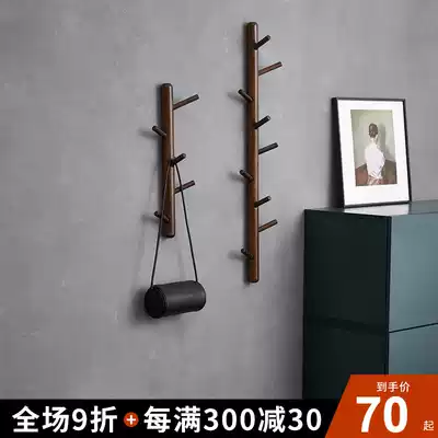 Solid wood tree-shaped coat rack living room bedroom wall foyer wall hanging hanger porch door hanger