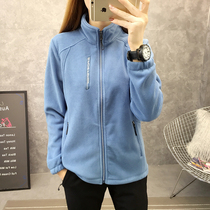 Fleece jacket Mens and womens outdoor autumn and winter mountaineering hiking fleece warm breathable cardigan stand collar sports jacket