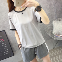 Summer quick-drying clothes womens fashion brand outdoor fitness running yoga Loose round neck large size quick-drying sports short-sleeved T-shirt