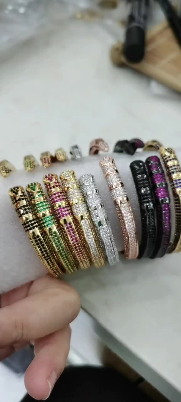 2022 Multi Color Bracelets Pen Pencil Bangle Cz Cubic Zircon Rainbow