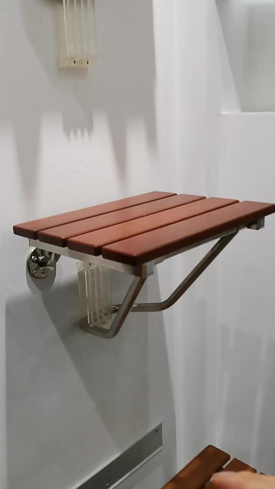 Wall Mounted Folding Shower Chair Seat With Wood And Stainless Steel Buy Foldup Shower Seat
