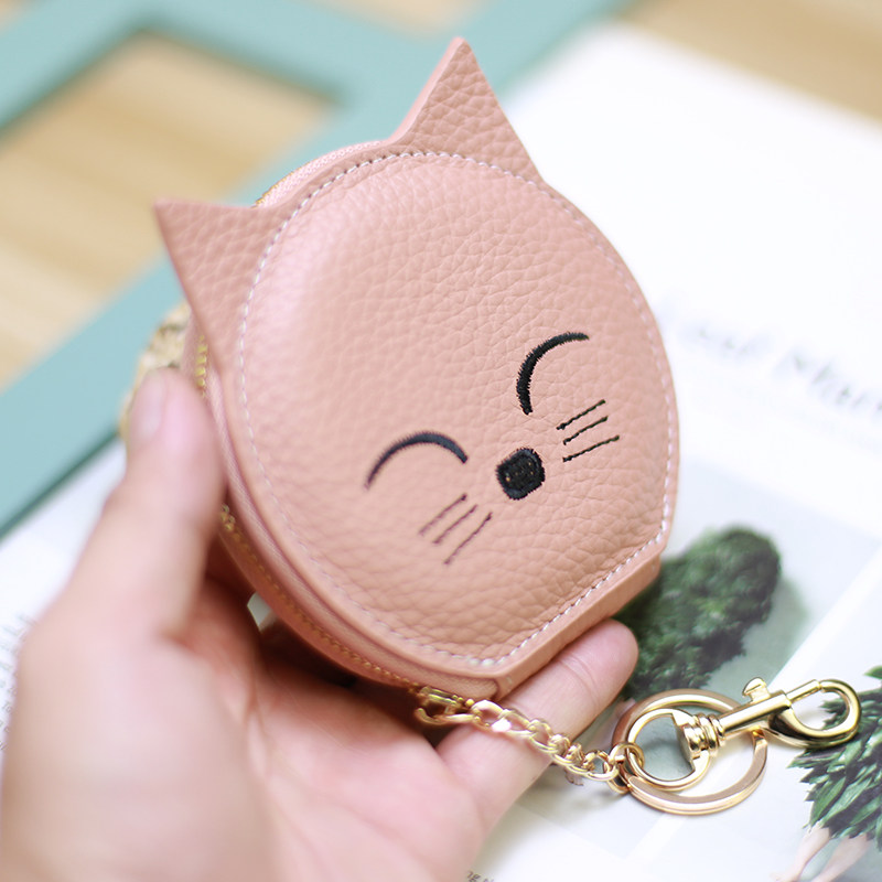 2022 new Japan-ROK cartoon cow leather creative zero wallet card bag genuine leather coin bag kitty bag pendant key bag