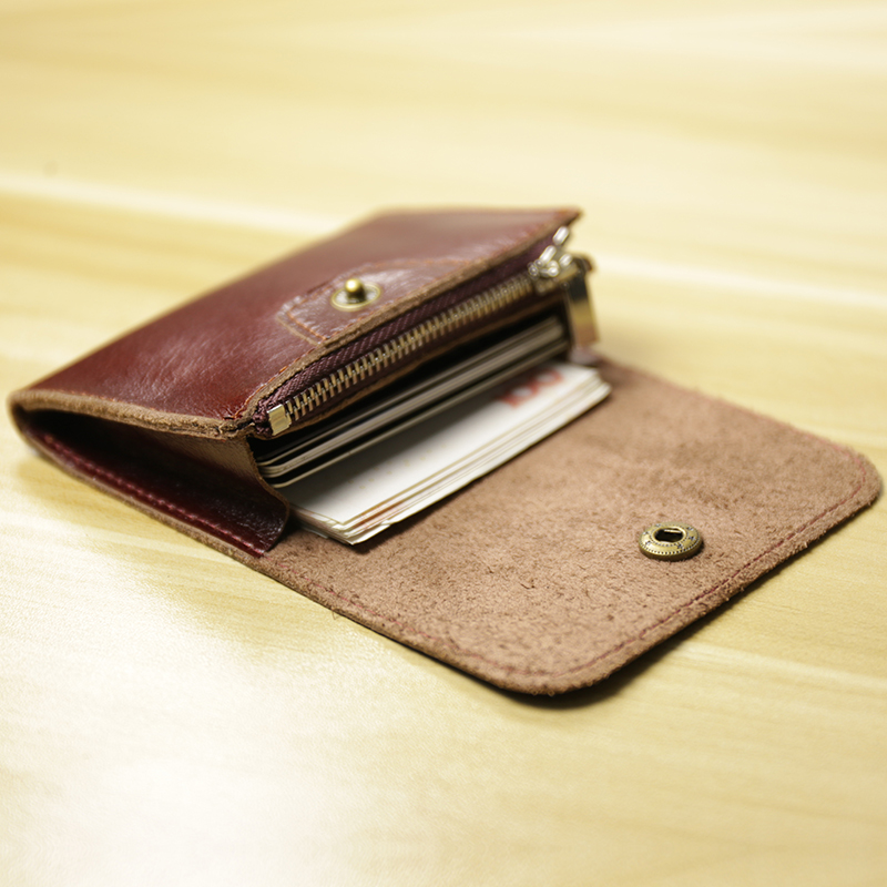 Handmade cowhide mini coin purse Men's and women's leather retro coin bag Card bag zipper small wallet tide