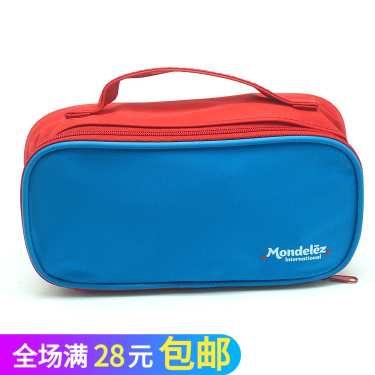 Blue Pen Bag Makeup Bag Zero Wallet Wash Bag Colorful Pen Bag English Character Drop Paint And Little Yellow Dot