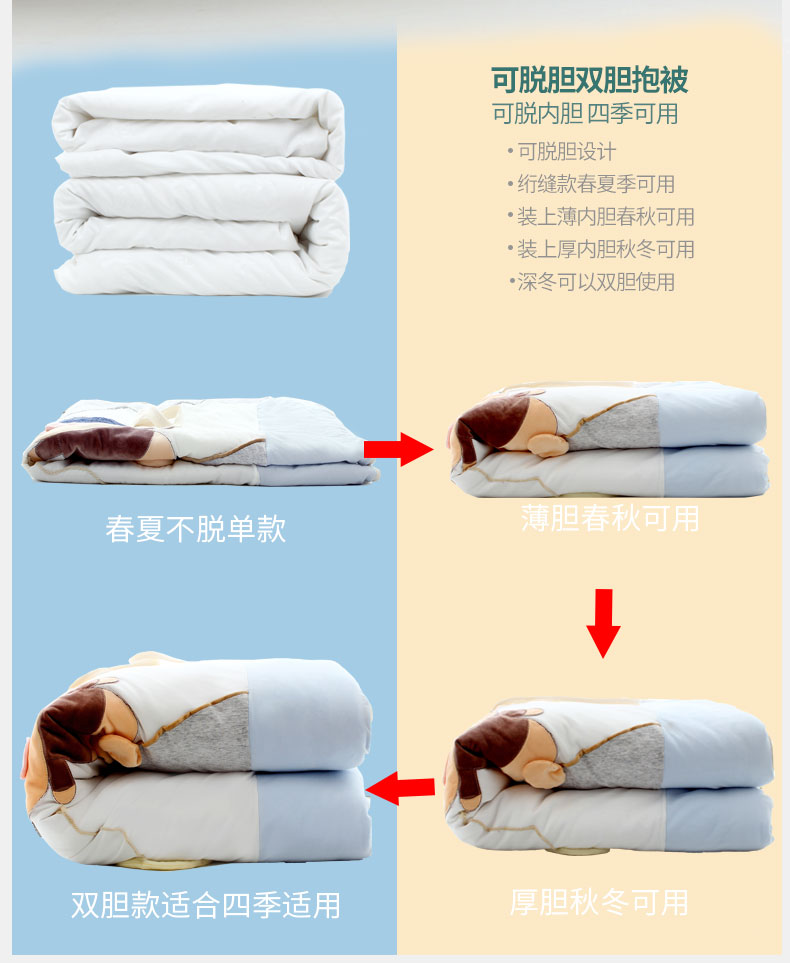 Trẻ sơ sinh được bao phủ bởi mùa hè mỏng mùa thu và mùa đông em bé chăn bông trẻ sơ sinh chăn cung cấp dày có thể được tháo ra - Túi ngủ / Mat / Gối / Ded stuff chăn ủ cho bé
