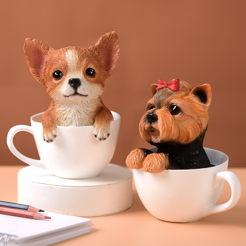 Home decoration creative personality cute wine cabinet living room bedroom living room tea cup simulation dog simple desktop decoration