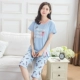 Đồ ngủ mùa hè nữ cotton ngắn tay cắt quần mùa hè phụ nữ mùa hè lỏng lẻo phần mỏng dịch vụ nhà quần phù hợp