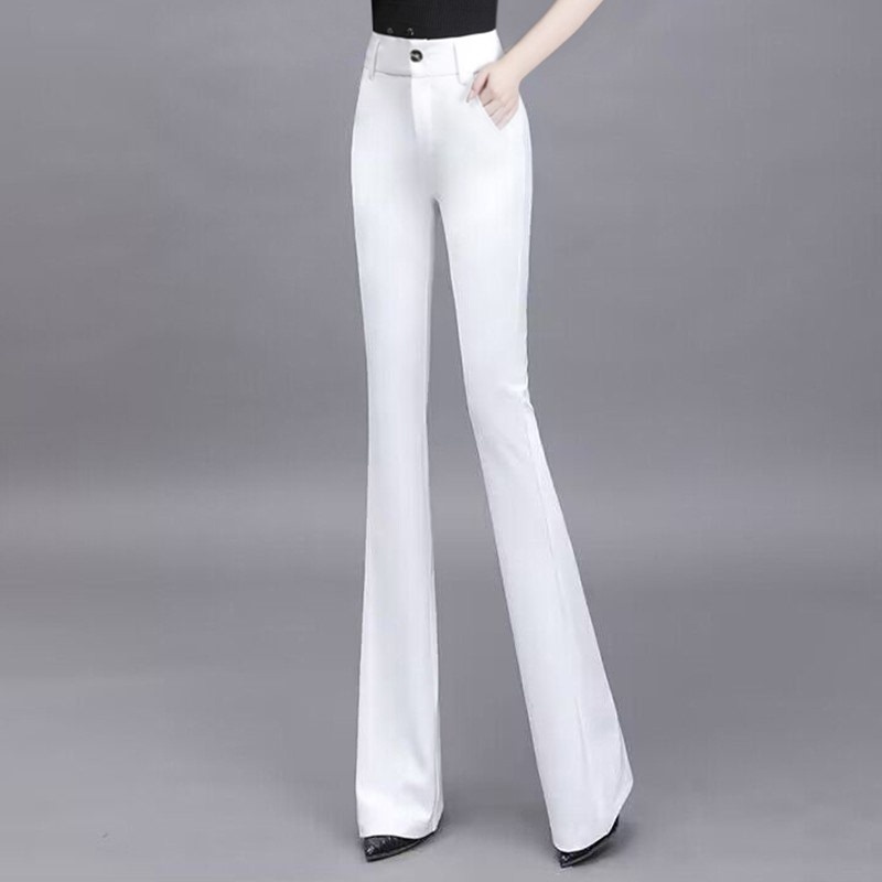 Women's White Flared Pants 2026 New Spring and Summer Drapey Bell-Bottom Pants High-Waisted Slimming Leg-Lengthening Pants Slightly Flared Pants