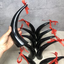 苗族敬酒牛角杯拧弯的天然西藏黑牦牛角空心抛光拦门酒民族风格