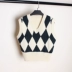 Áo len nữ dệt kim vest nhỏ v-cổ tay áo ngắn hình chữ mảnh Nghệ thuật retro giảm béo ngọn hoang dã áo khoác dạ nữ ngắn Áo vest