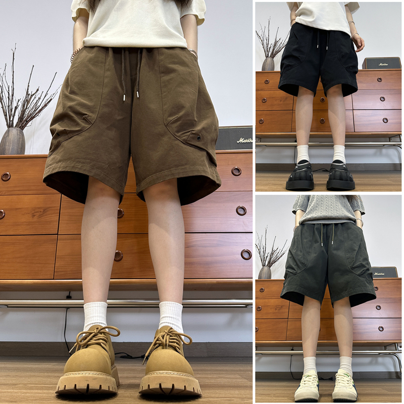 Workwear Shorts Summer American Retro Loose Casual Shorts Men's Trendy Versatile Straight-Leg Five-Point Cotton Shorts