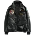 Air Force Pilot Leather Men Slim Phiên bản Hàn Quốc đẹp trai Ấn Độ thêu áo khoác da xe máy nam giới áo khoác thủy triều áo phao nam Quần áo lông thú
