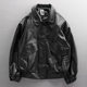 European and American street trendy loose leather jacket coat men's handsome high -level couple black motorcycle clothing PU leather jacket