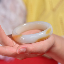 (Cat Home preferred) Hetian Jade sugar white jade bracelet female round bracelet natural jade Xinjiang Qiemo jade bracelet