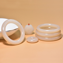 (Cat home) natural Hetian jade lotus flower bracelet womens thin pink square white jade bracelet Jade live broadcast