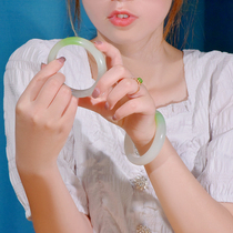 (Cat home) natural Hetian jade green bracelet thin strip round Qinghai white jade bracelet womens jade bracelet