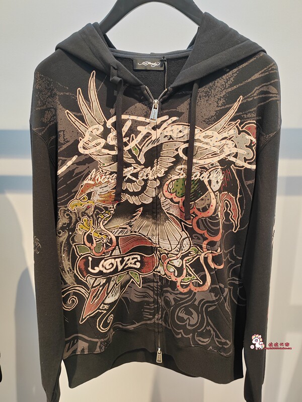 Ed Hardy Trendy Brand Genuine Product 2024 Summer Men's Casual Rhinestone Hooded Zip-Up Jacket E1Qbm120 Ed Hardy Trendy Brand Genuine Product 2024 Summer Men's Casual Rhinestone Hooded Zip-Up Jacket E1Qbm120