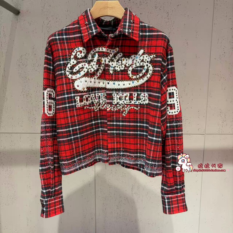 Ed Hardy Trendy Brand Genuine Product 2026 Autumn Women's Rhinestone Casual Plaid Long-Sleeve Shirt E1Scw032 Ed Hardy Trendy Brand Genuine Product 2026 Autumn Women's Rhinestone Casual Plaid Long-Sleeve Shirt E1Scw032