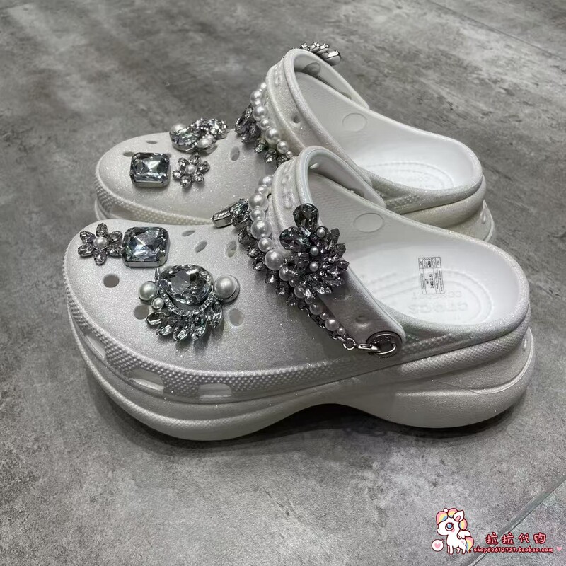 Crocs Genuine Pearl Shiny Whale Crocs Clogs Sandals Night Party 211978