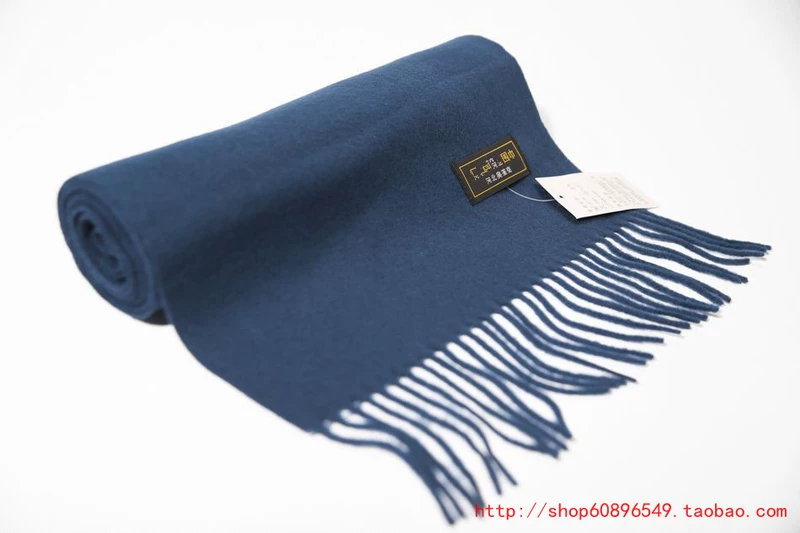 Thời trang kinh doanh khăn quàng cổ màu xanh len nguyên chất mỏng mùa thu và mùa đông khăn cashmere khăn caro phượt	