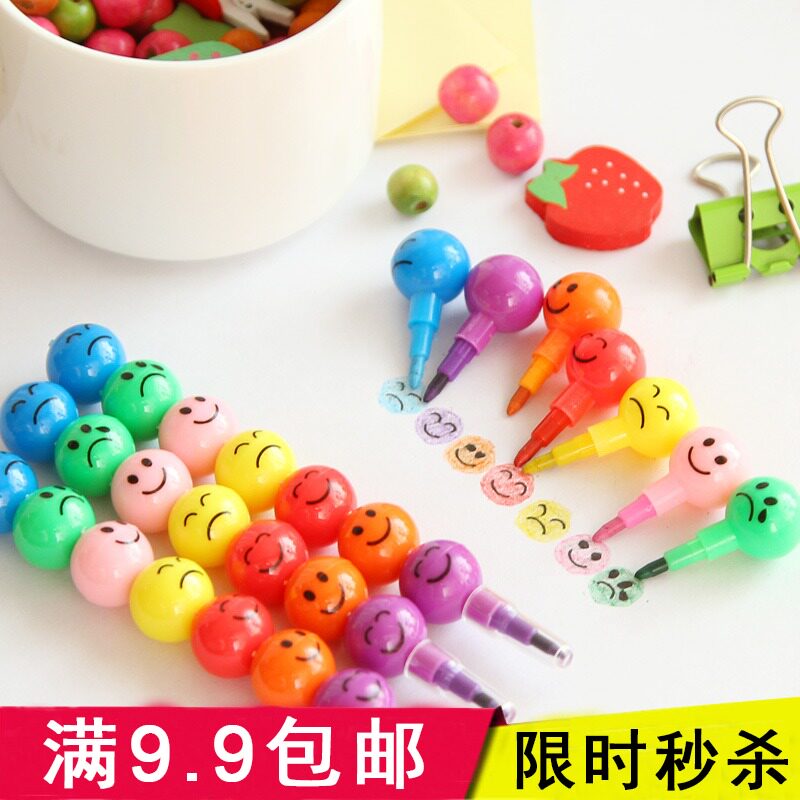 Children's 7-color funny expression icing sugar gourd Crayon Crayon brush color painting pencil student stationery small gift