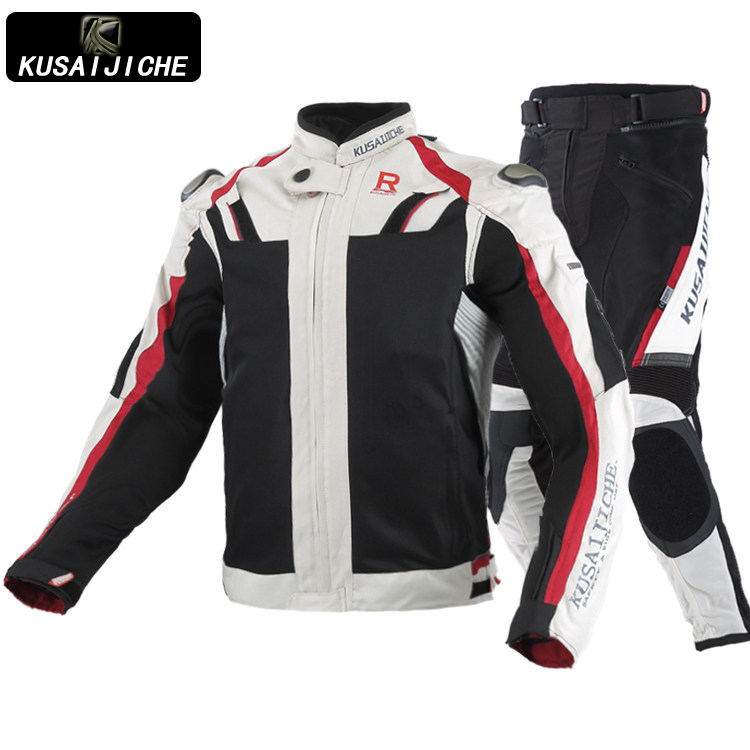 KUSAIJICHE motorcycle men's and women's titanium alloy riding clothes summer season mesh racing waterproof anti-fall suit set