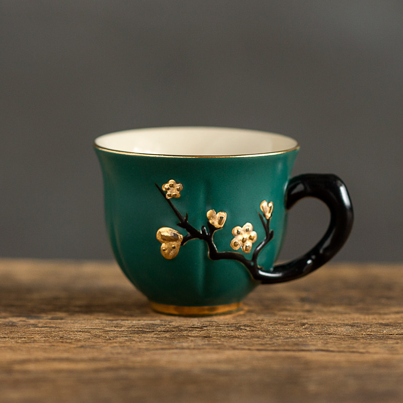 Tang Moon Kiln Ceramic Tea Cup Home Hand-painted Tasting Cup Kongfu Tea With single cup with handlebar handle Master's cup 6 only