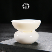 Tangyue Kiln Dehui white jade porcelain tea leak with base Suitang ceramic tea filter stainless steel tea filter separator