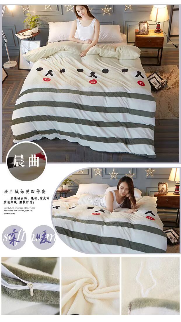 [Giải phóng mặt bằng] chăn hai mặt san hô đơn mảnh dày đơn flannel quilt bao chăn mùa thu và mùa đông chăn phao muji	