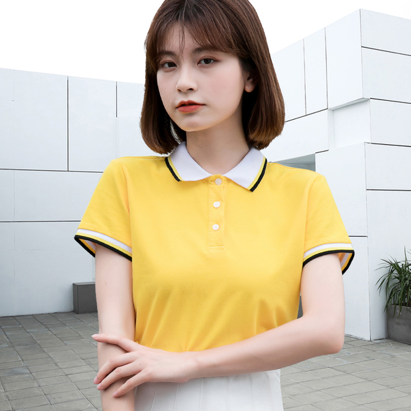Summer work clothes kindergarten teacher garden clothes kindergarten teacher early education center yellow short-sleeved polo shirt T-shirt women's custom