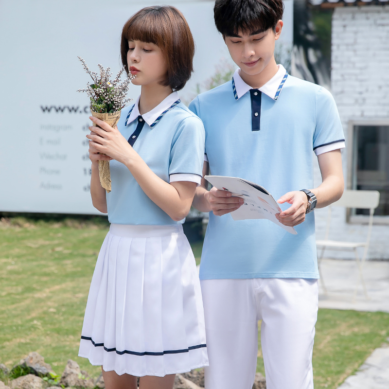 College style suit high school students graduating class uniform custom summer junior high school sports meeting polo shirt performance costume
