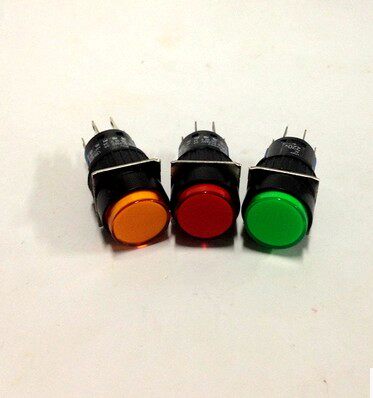 Seno SA16Y-22D LA16Y-22D round with lamp self-reset button switch 8 feet silver dot